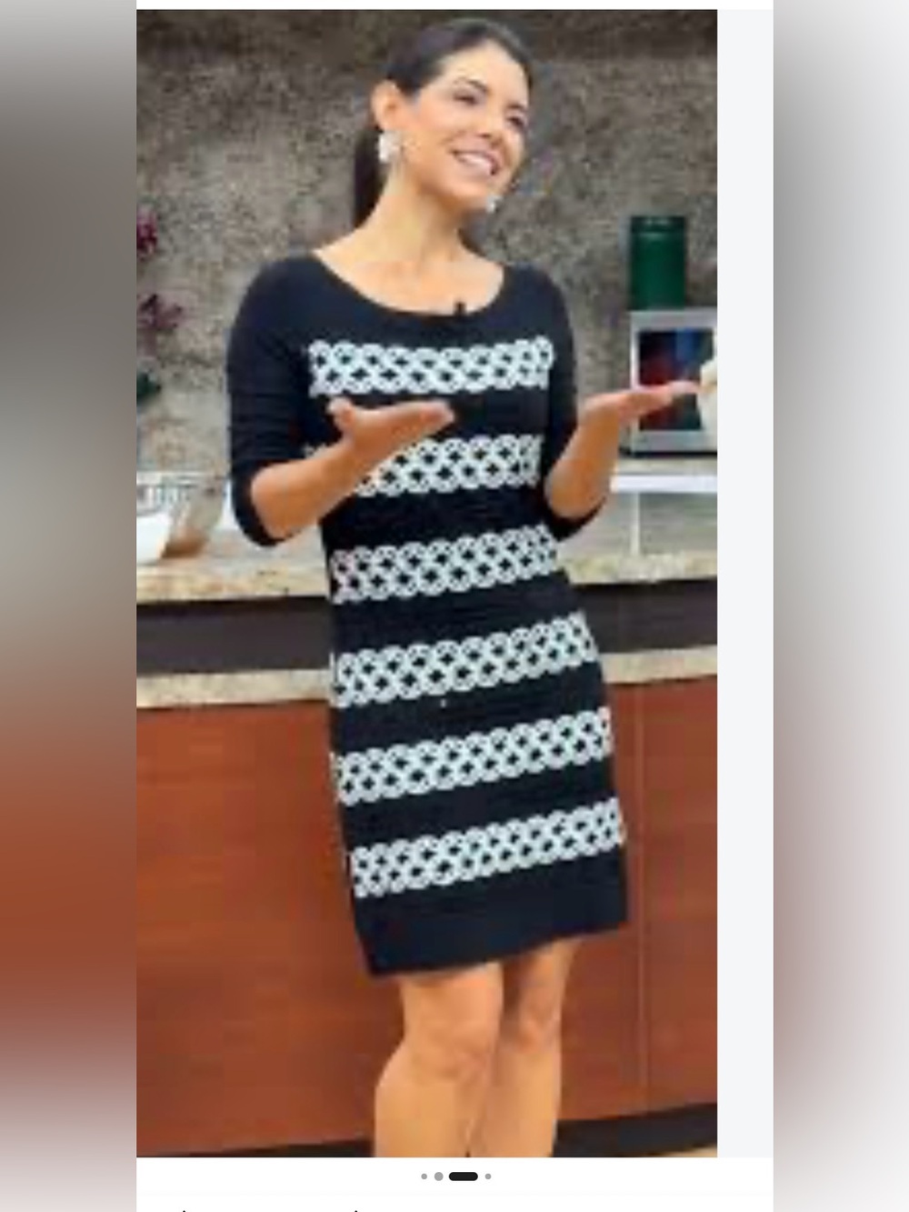 White House Black Market Black Dress with White Crochet Stripes